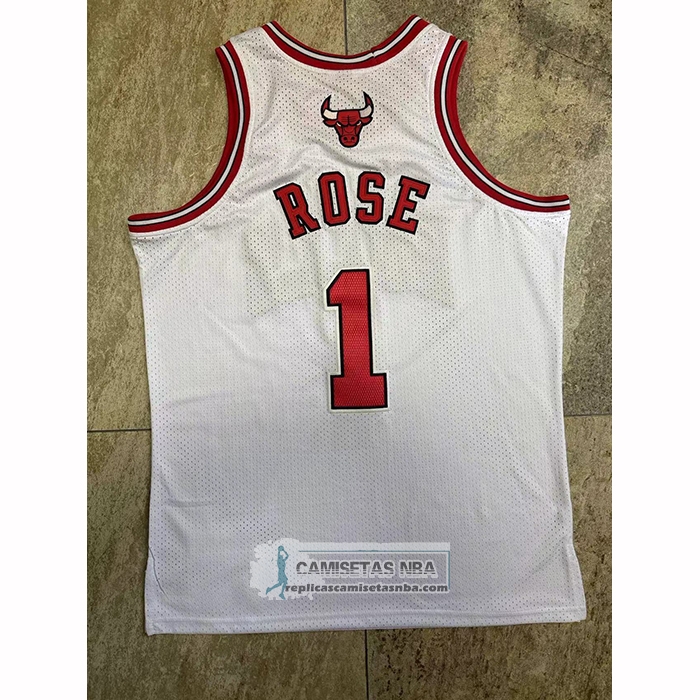 Camiseta Chicago Bulls Derrick Rose NO 1 Mitchell & Ness 2008-09 Blanco